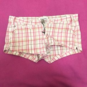 Pink and white plaid shorts